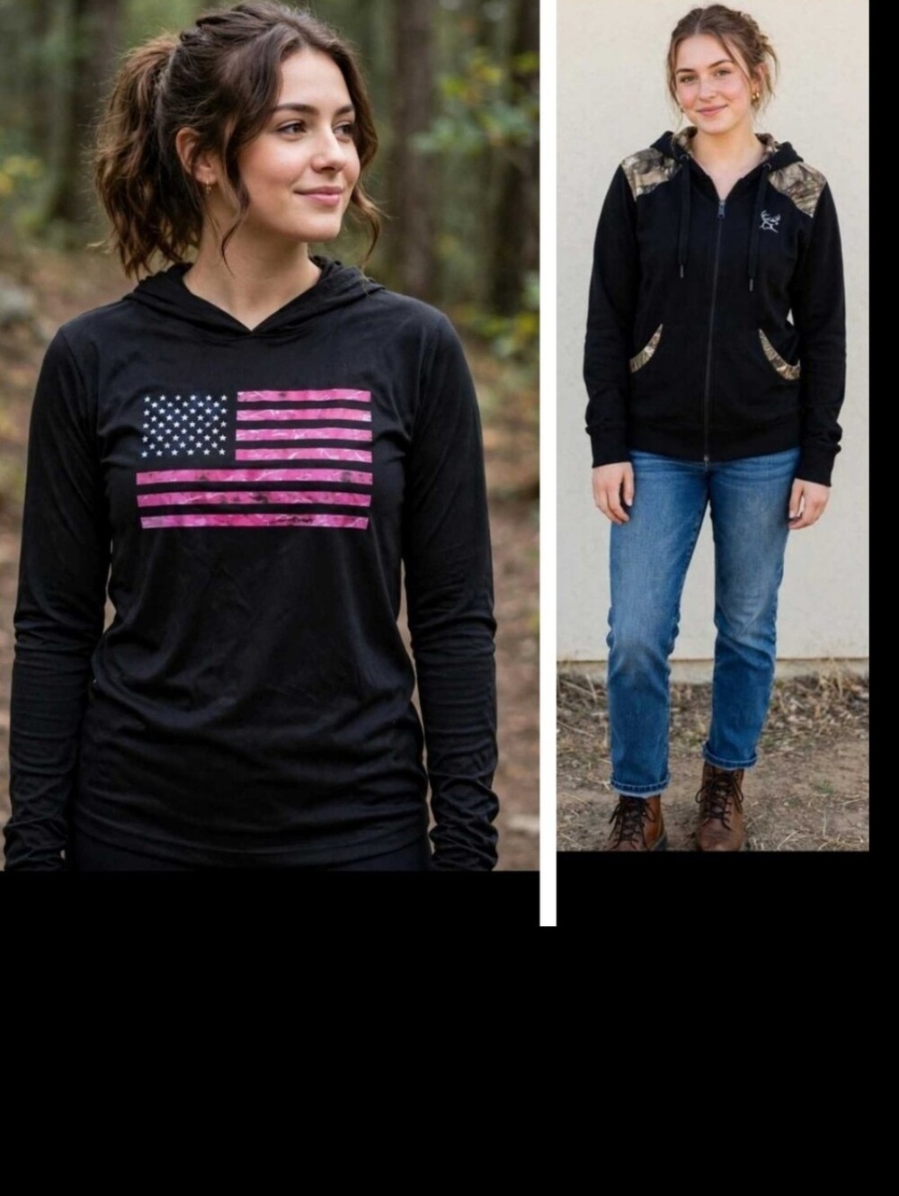 Bushmaster Black Camouflage-Trim Zip Hoodie Jacket & Mossy Oak Shirt
